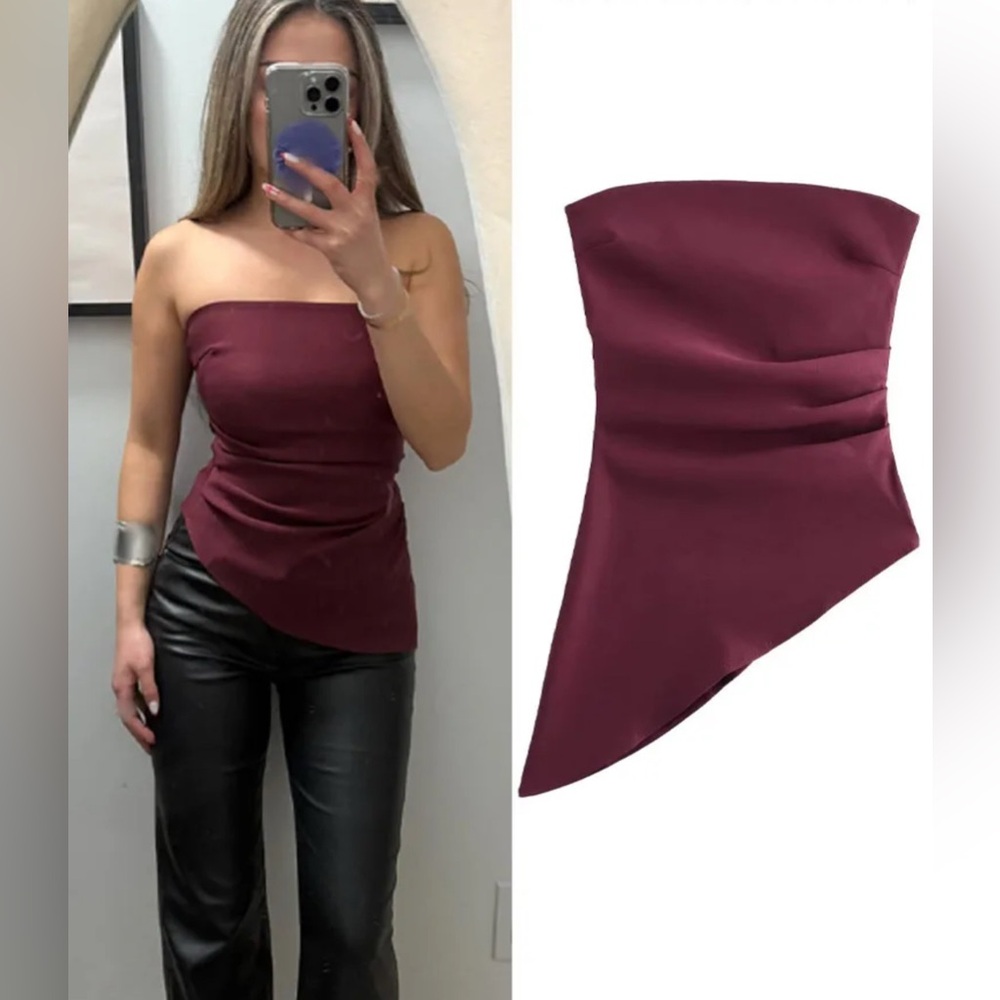 Zara Burgundy Asymmetrical Tank Top